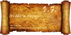 Vidám Ferenc névjegykártya